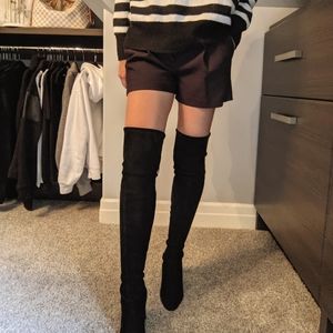 Stuart Weitzman black suede Highland boots